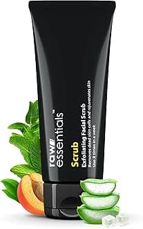 Raw Essentials Scrub, Exfoliating Face Scrub, 100g, Apricot Granules, With Natural Aloevera Liquid & Menthol Cooling, All skin types