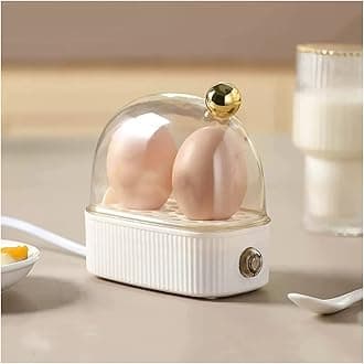 Electric Egg Cooker Small Egg Cooker Multi Function Egg Steamer Dormitory Household Egg Boiler One Person Breakfast Machine Can Cook Two Eggs Rapid Egg Boiler (Color : Blanc)
