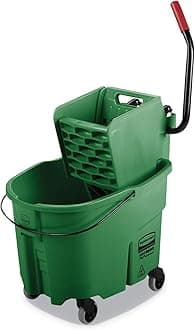 Rubbermaid Commercial 758888GRE WaveBrake Side-Press Wringer And Bucket Combo, 8.75 Gallon, 20 1/10w x 15 7/10d x 36 1/2h, Green