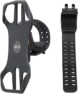 OKAI Bike Phone Holder, Universal Scooter Handlebar Cell Phone Clamp for 4" to 6.7" Smartphones, Bike Phone Mount, 360° Rotatable, Detachable Bike Accessories, Silicone, Waterproof