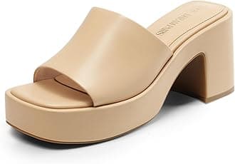 DREAM PAIRS High Chunky Platform Heels for Women Fashion Comfort Slip on Square Open Toe Block Heel Sandals