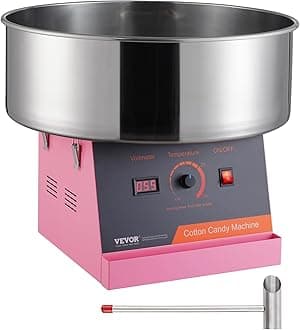 1000W Electric Cotton Candy Floss Machine, Commercial Cotton Candy Floss Machine with Stainless Steel Bowl and Sugar Spoon, Perfect for Home, Children's Birthday, Family Party (Pink)