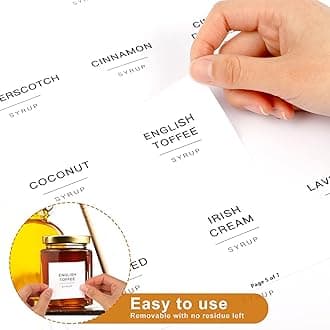 84 Pieces Pantry Labels, Self-Adhesive Labels for Food Containers, Minimalist Waterproof Kitchen Food Labels Preprinted Jar Labels for Storage Bins Coffee Station Syrup Dispenser Labels Blank Labels