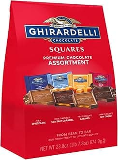 Premium Chocolate Assortment Ghirardelli - Squares of Milk, Bitter, Sea Salt, Caramel and 60% Cocoa, 23.8 Oz Bag