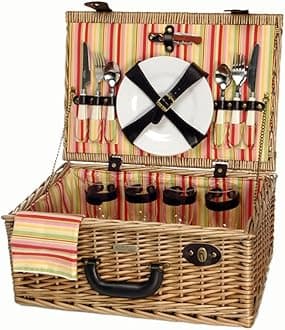 Picnic & Beyond Outdoor Travel The Terazzo Willow Picnic Carrier for 4