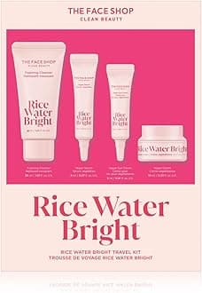 Rice Water Bright Travel Kit, Korean Skin Care Set with Ceramide, Gift Set - Gentle Face Wash & Vegan Skin Care (Serum, Cream, Eye Cream), Hydrating for Dry Skin, Daily Face Moisturizer