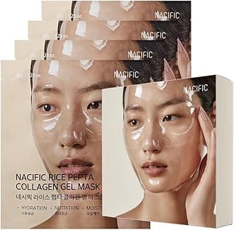 NACIFIC Rice Pepta Collagen Gel Face Mask (Rice Peptide) 4EA Set, Hydrogel Care for All Skin Types, Hydrating, Firming, Elasticity, Glass Glow Skin, Korean Beauty