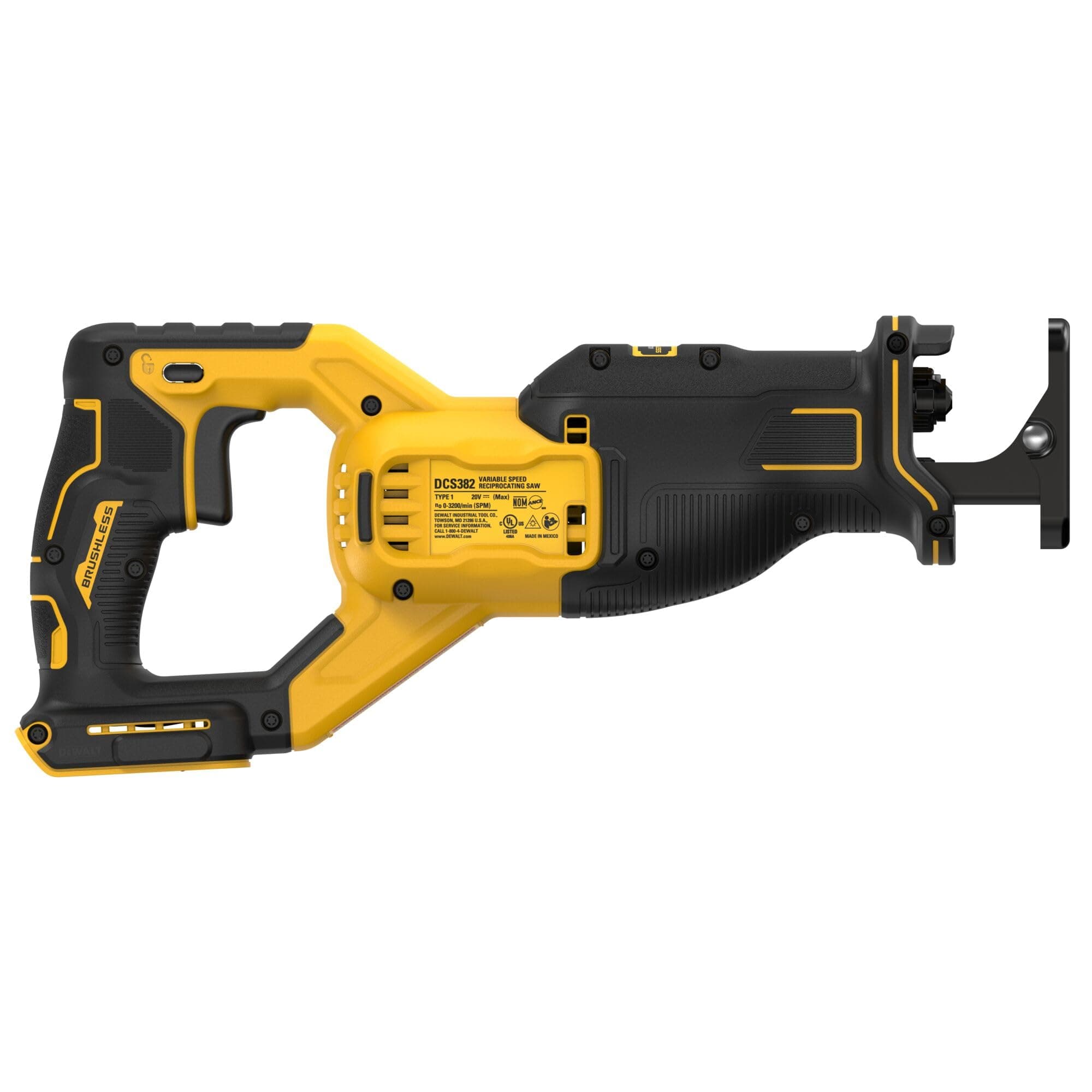 DEWALT 20V MAX* Reciprocating Saw, Cordless, 2-Finger Variable Trigger, Keyless Blade Clamp, Tool Only (DCS382B)