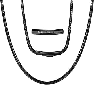 ChainsPro Men Waterproof Braided Leather Necklace Wax Rope Chain, Customize Available, 2/3mm Width, With Snap Clasp, 16”18" 20" 22" 24" 26" 28" 30"-Send Gift Box