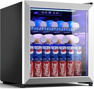 1.77 Cu.Ft Beverage Fridge, Mini Fridge With Glass Door, Beverage Cooler Refrigerator, Wine Drink Beer Fridge, Adjustable Shelves & Digital Temperature Display, 16 Bottle 68 Can, Silver