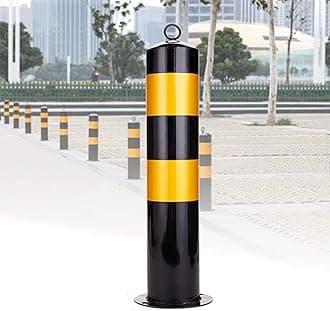 Parking Bollards Concrete in, Security Posts for Driveways Parking Bollards Barrier Car Security Reflective Tape Security Posts for Driveways, Metal Bollard for Industrial, Commercial (Color :, 55cm