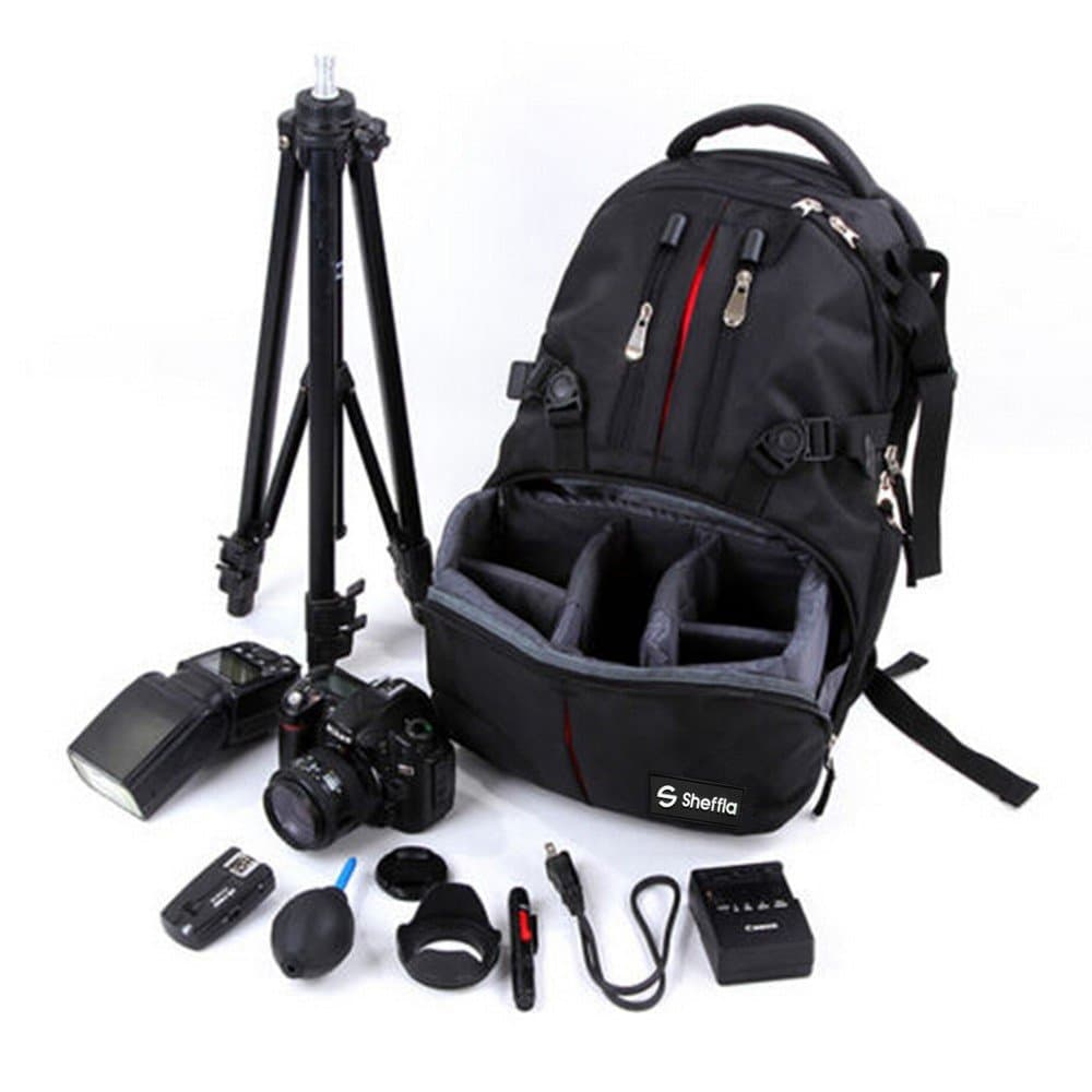 Camera Backpack Laptop Bag Lens Case - Sheffla Camera Backpack With Rain Cover for Canon Nikon Sony DSLR SLR Camera Tripod and Laptop