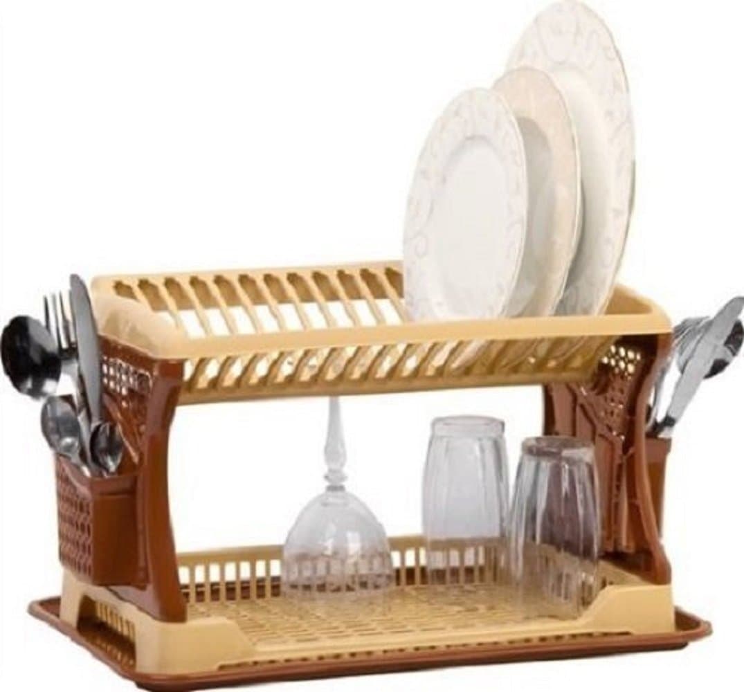 2 TIER BROWN PLASTIC DISH DRAINER