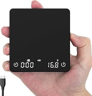 Mini Coffee Scale with Auto Timing, Espresso Scale with Timer, 2kg/0.1g High Precision Scale for Coffee Beans, Black, Rechargeable