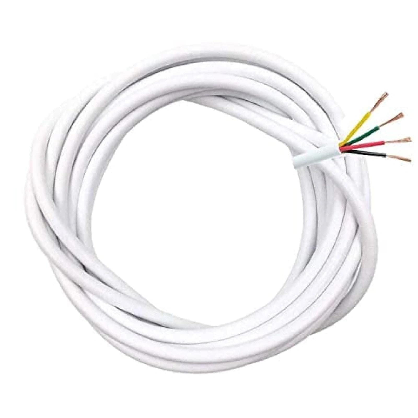 5M Electrical Wire 4 Core PVC Electrical Flex Copper Core Cable 4 x 0.3mm² Round Mains Power Cable Insulated Cuttable Extension for Installing Low-Power Appliances Control Lines-White