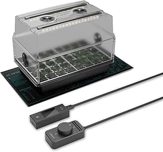 AC Infinity Humidity Dome, Germination Kit with Waterproof Seedling Mat and Dimmable LED Grow Light Bars, Vented Height Extension Panels, for Indoor Gardening, Seed Starting, Plant Cloning (Full Kit)