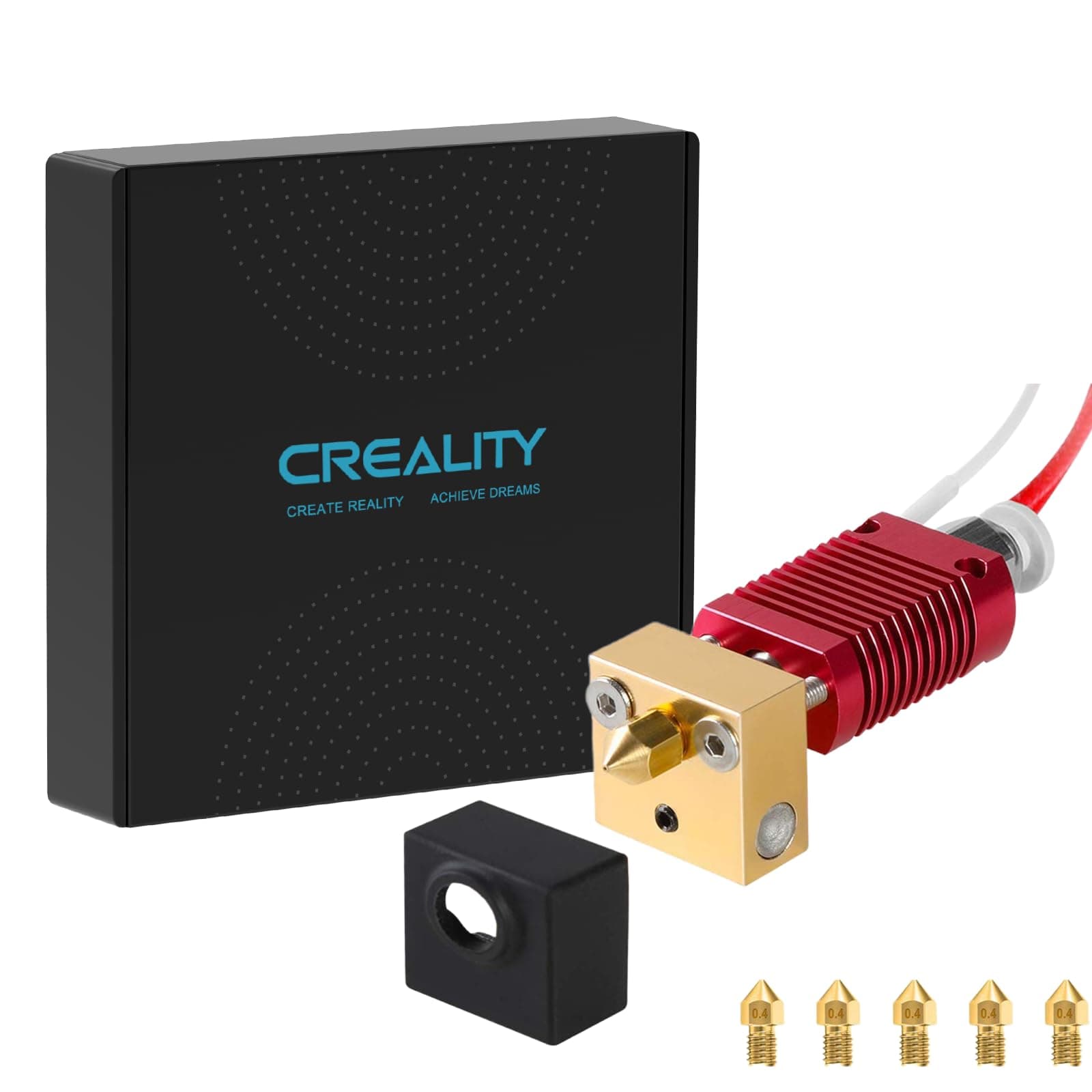 Ender 3 Hotend, Authentic Creality Assembled Hotend Kit 3D Printer Parts with 5X 0.4mm Nozzles for Ender 3 Ender 3 V2 and Ender 3 Pro