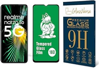 GlassVerse 18D Tempered Glass With Inbuilt Airbag Borders For Realme Narzo 50 5G Smartphone(Pack Of 1)With Free Installation Kit. Full Screen Protector. If Received Damaged-6.6 Inch