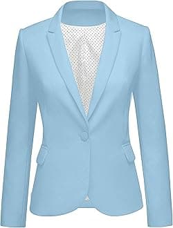 - Womens Notched Lapel Pockets Button Work Office Blazer Jacket Suit