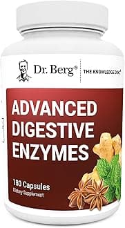 Dr. Berg Advanced Digestive Enzymes with Apple Cider Vinegar - Includes Digestive Health Ingredients Like Betaine Hydrochloride (HCI), Ginger Root & Peppermint Leaf - 180 Capsules