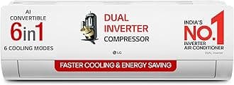 LG 1 Ton 5 Star DUAL Inverter Split AC (Copper, AI Convertible 6-in-1 with VIRAAT Mode, Faster Cooling & Energy Saving, 4 Way Swing, HD Filter with AntiVirus Protection, US-Q14YNZE, White)