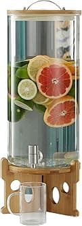 Glass Drink Dispenser, 5L Glass Jar Beverage Dispensers with Stand and Faucet, Water Dispenser Countertop for Tea Jar, Lemonade, 100% Leak Proof(Size:11L)
