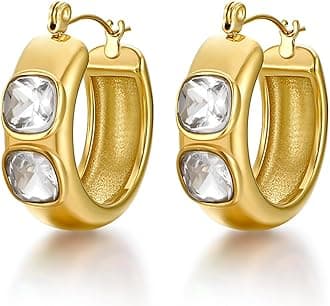 18K Gold Plated Chunky Hoop Earrings for Women Fashion Thick Gold Hoops Set Jewelry for Birthday Christmas Gifts
