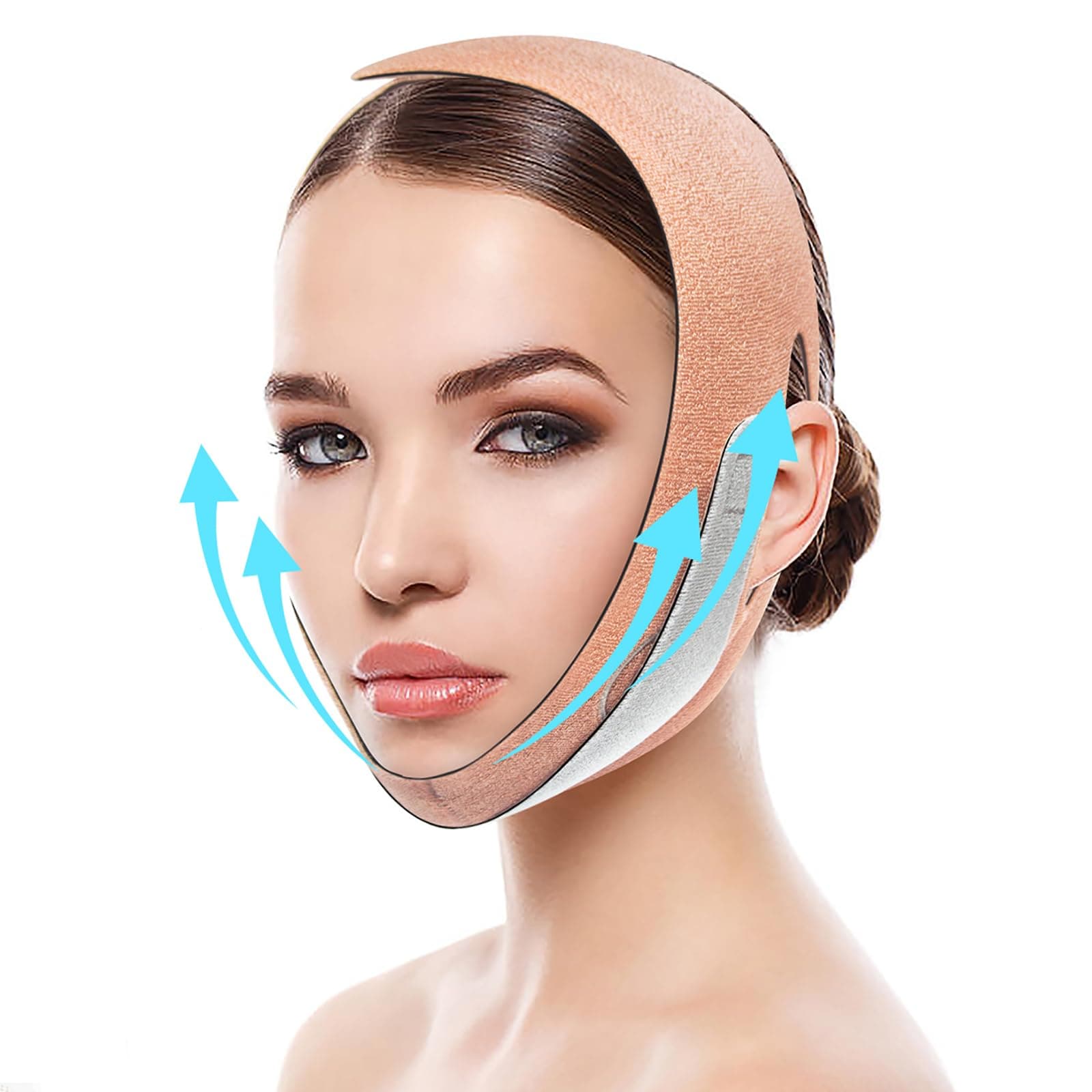 V Line Lifting Mask Chin Strap, FERNIDA Soft V Shaped Face Mask Chin Cheek Lift Band Jaw Exerciser for Women and Men, Orange