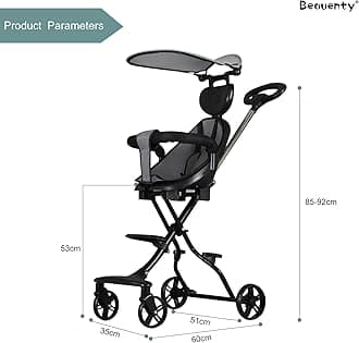 Beauenty Lightweight Travel Stroller, Kids Travel Stroller, Autofold Baby Stroller with Adjustable Multi-Position Seat and Awning(Style 3)