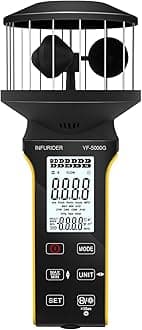 Digital Cup Anemometer, YF-5000G Handheld Wind Speed Meter with Anti-dust Touch Button, Rechargeable Wind Gauge CFM Meter, Waterproof, LCD Backlight, Wind Tester for Wind Volume, Wind Chill