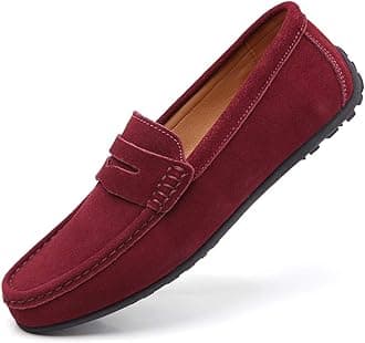 JINDELIMen's Leather Casual Slip on Loafers Driving Walking Shoes