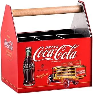 The Tin Box Company Coca Cola Tin Utensil Caddy with Handle, red