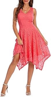 Meetjen Women's Cocktail Party Dresses 2025 Handkerchief Hem Lace Formal Wedding Guest Bridesmaid Fancy Prom Dress