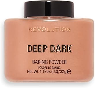 Revolution, Loose Baking Powder, Makeup Setting Powder, Long-Lasting Coverage, Mattifies & Reduces Shine, Deep Dark, 1.12 oz