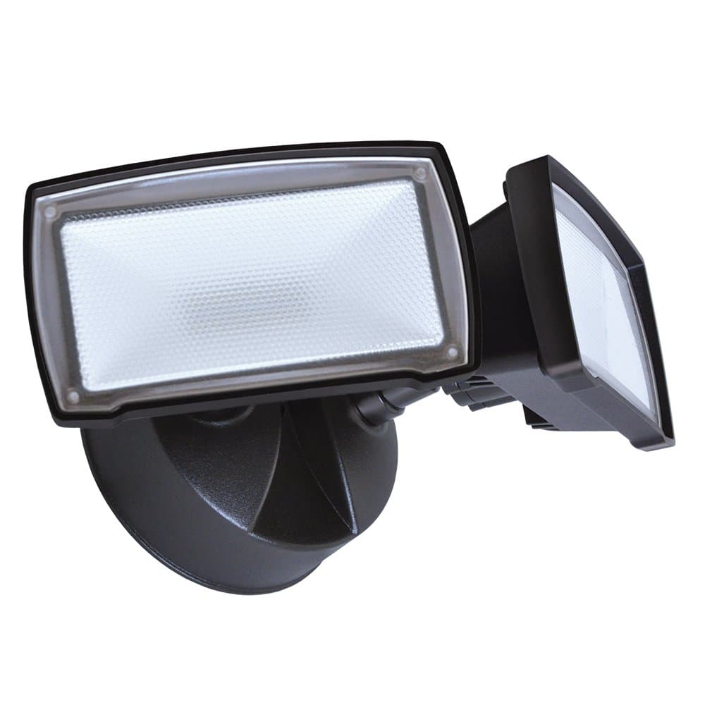 Good Earth Lighting Two Head LED Switch Controlled Security Flood Light - Bright White Light - 50,000 Hours Lamp Life - Direct Wire Installation - Energy Star - Bronze