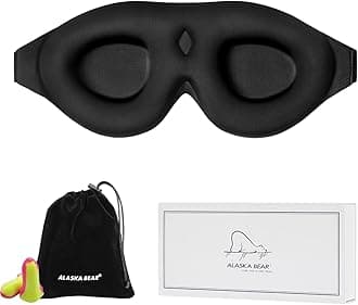 ALASKA BEAR Sleep Mask Memory Foam Contoured Eye Cups for Women and Men, Soft 3D Blackout Eye Mask for Sleeping No Pressure on Eyelids and Eyelashes Protection, Earplugs Set, Black