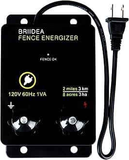 Briidea 2-Mile Electric Fence Energizer for Preventing Wild Animals Intruding 8 Acres Output Voltage 5000 V 0.1Joule