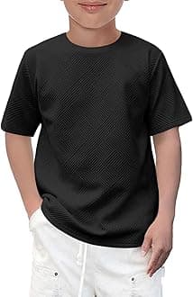 Boys Geometric Texture T-Shirts Kids Fashion Crewneck Short Sleeve Loose Tops Tees 5-14 Years