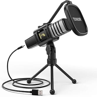 TONOR RGB USB Microphone, Cardioid Condenser Computer Mic, Pop Filter, for Conference, Gaming, Podcast, Chatting, Compatible with Laptop, Desktop PC, 200 cm Cable, with Desktop Stand, TC30
