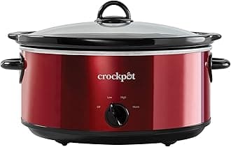 Crock-Pot Large 7 Quart Capacity Versatile Electric Food Slow Cooker Home Cooking Kitchen Appliance with Removable Ceramic Bowl, Red