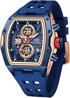 Luxury Skeleton Watch Men Waterproof Adjustable Silicone Strap Steampunk Style Chronograph Calendar Date Luminous Business Large Square Dial