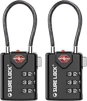 - SURE LOCK TSA Compatible Travel Luggage Locks, Inspection Indicator, Easy Read Dials - 2 pack