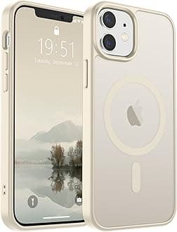 SUPFINE Magnetic for iPhone 12 Mini Case & iPhone 13 Mini Case (Compatible with MagSafe) (Military Grade Drop Protection) Slim Translucent Matte Shockproof Phone Cover,Antique White