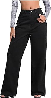 Bidobibo Womens Jeans Trendy High Waisted Straight Leg Jeans Distressed Wide Leg Jeans for Women Trendy Flare Denim Pants