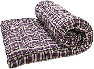 5-Inch Thick Soft Cotton Quilt Foldable Double Bed Box Mattress Gadda Gingham Plaid Checkered Multicolour Medium Soft Cotton Box Bed Mattress((72X72X5 Inches Or 6X6 Ft))