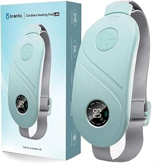 BRONTIX Period Cramp Relief Massager for Women | Portable Cordless Menstrual Pain Relief Heating Pad with 6 Heat & Massage Modes | Electric Periods Cramp Massager | Perfect Gifts for Woman