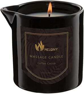 MELONY Massage Oil Candle for Pure Relaxation- 8.1 oz- Moisturizing Essential Oil Body Massage Candle for Home Spa- Amazing Gift for Women & Men (Coffee & Cocoa)