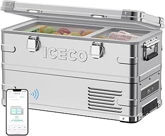 ICECO APL35 12 Volt Car Refrigerator, 37 Quart (30 Liter) Light Duty Aluminum 12v Portable Fridge Freezer, SECOP Nano Compressor, -4℉~68℉, 12/24V DC, 100-240V AC for Outdoor, Camping, RV, Truck, Boat