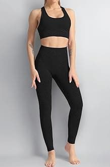 WodoWei Women 2 Piece Outfits Sports Bra Seamless Leggings Yoga Set Long Pants Gym Clothing