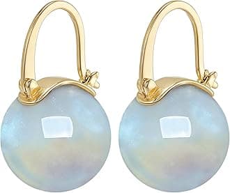 HUGE TOMATO 925 Sterling Silver Simulated Shell Pearl Earrings for Women Trendy, Big Pearl Drop Earrings Leverback Stud,18K Gold Plated Large Pearl Hoop Dangle Hypoallergenic Jewelry 14mm